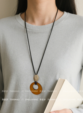 禅意国风长款黑绳项链
