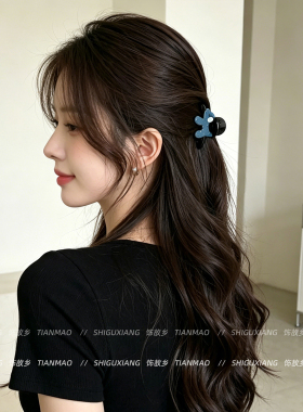 蓝色小狗发夹女高级感半扎发抓夹
