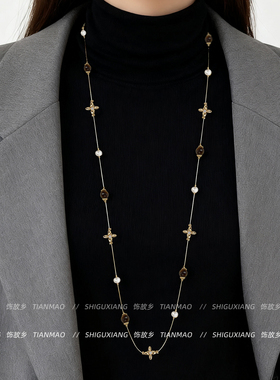 美拉德虎眼石珍珠长项链女配饰