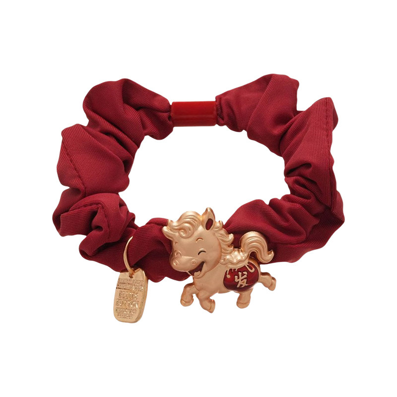 本命年小马红色发圈新款高级感头绳不勒发无扎痕皮筋新年喜庆发饰,淘宝优惠券,粉丝福利购,淘宝优惠卷