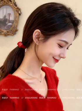 红色笑脸小肠发圈头绳2025新款