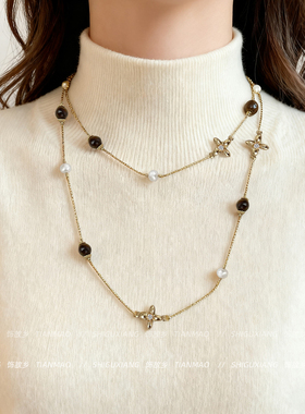 美拉德虎眼石珍珠长项链女配饰