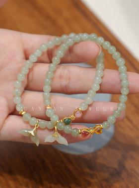 暖言女和田玉s925碧玺手链