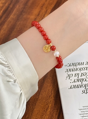 暖言红玛瑙复古手串超显白新中式礼物新年女款手链