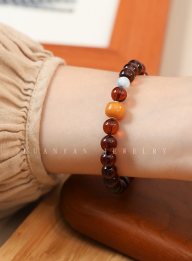 暖言天然血珀蜜蜡手链