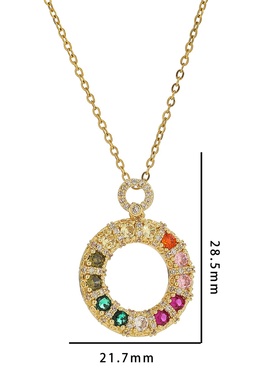 欧美彩钻甜甜圈钛钢项链女网红彩色锆石轻奢感吊坠气质锁骨链