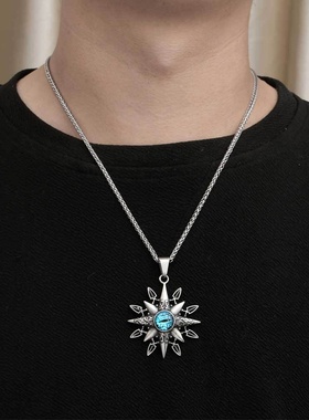 新款欧美钛钢吊坠 八芒星恶魔之眼复古挂件男士个性样式项链SP953