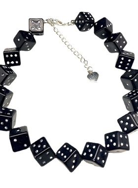 diy亚克力珠子色子朋克风情侣项 网红饰品骰子项链女创意配饰