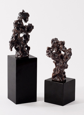 新中式陶瓷太湖石头摆件靠山石大理石底座禅意玄关样板房软装饰品