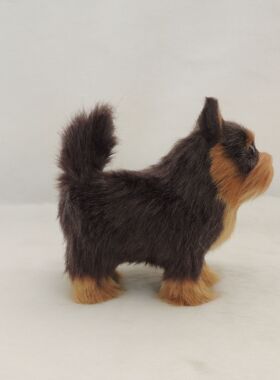 毛绒仿真动物玩具小狗约克夏可爱宠物模型手工工艺品家居装饰摆件