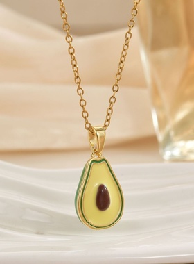 简约清新风滴油牛油果吊坠项链可爱甜蜜饰品