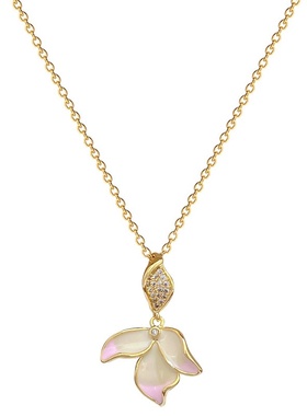 【钛钢】滴油花朵锆石轻奢气质华丽满钻项链女百搭锁骨链钛钢链条