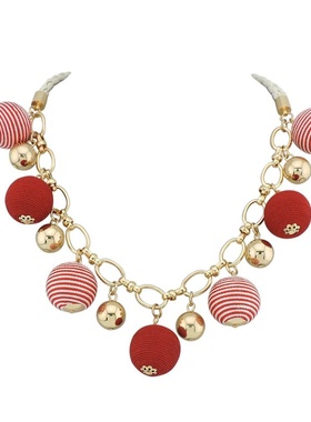 欧美时尚几何绕线螺纹球吊坠项链necklace
