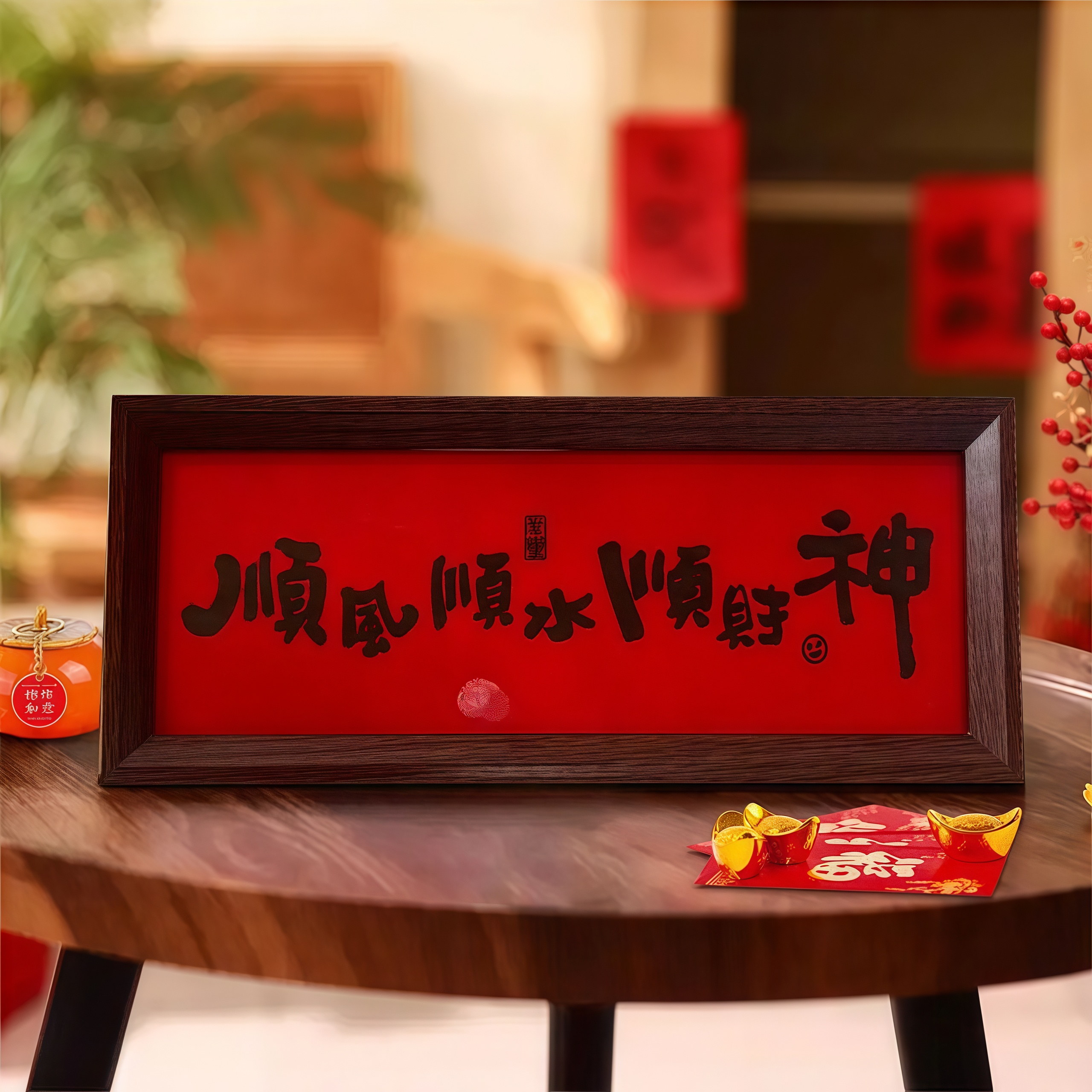 马年中式相框摆件玄关客厅电视柜装饰摆台卧室床头柜祝福语画框,淘宝优惠券,粉丝福利购,淘宝优惠卷