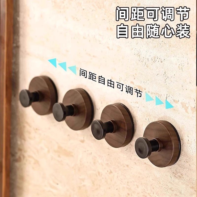 胡桃木吸盘挂钩旋转免打孔浴室门后墙壁玄关钥匙壁挂式置物架粘钩,淘宝优惠券,粉丝福利购,淘宝优惠卷