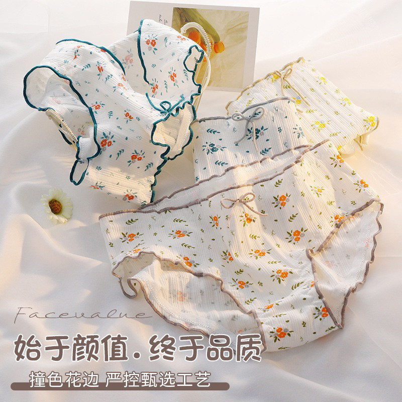 【复古田园】内裤女纯棉抗菌可爱印花小清新少女碎花无痕三角短裤,淘宝优惠券,粉丝福利购,淘宝优惠卷