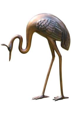 仿铜仙鹤雕塑玻璃钢摆件售楼部庭院水池假山园林景观美陈鸟类装饰