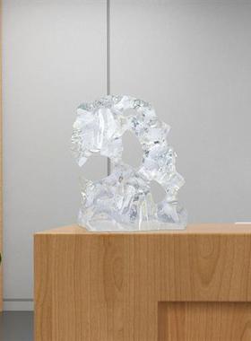 透明树脂太湖石雕塑摆件客厅玄关售楼处酒店前台别墅软装艺术品