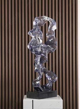 新品太湖石玄关招财摆件客厅软装饰摆设酒店大堂透明树脂雕塑