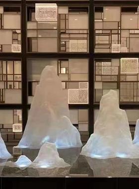 透明树脂铂晶水晶雕塑假山摆件高档酒店会所售楼处玄关装饰品定制