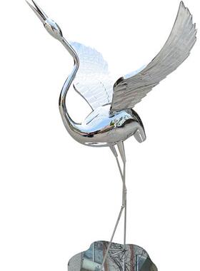 不锈钢仙鹤雕塑火烈鸟庭院水池样板间摆件可定制景观户外广场公园