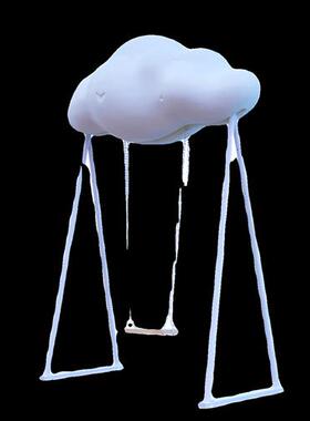 云朵秋千座椅雕塑园区红发秋千园艺摆设爱心雕塑拍照摆件彩虹花园