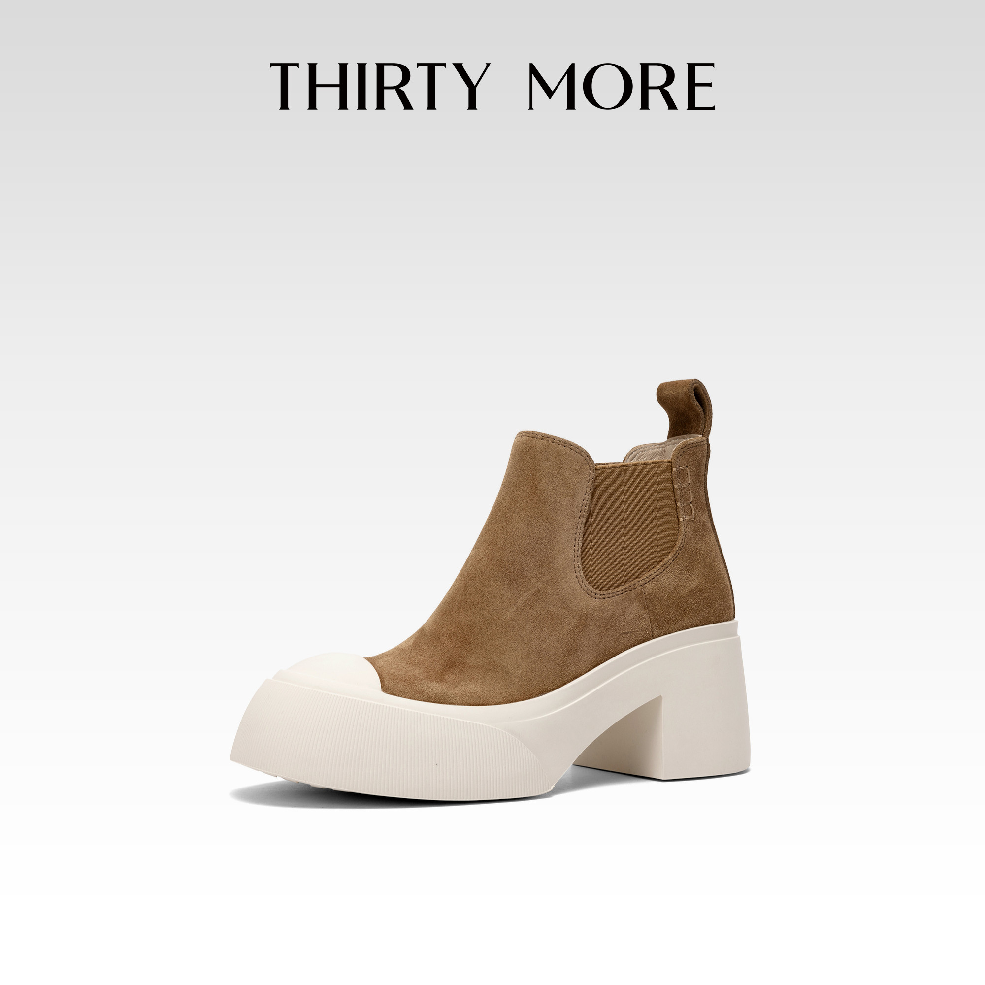 Thirty More Retro Thick Heel Chelsea Chimney Boots Women's Autumn New British Style Contrast Color Versatile Short Boots