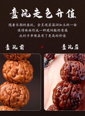 正宗树王爆肉小金刚菩提子手串男款文玩核桃原籽佛珠双圈盘玩手持