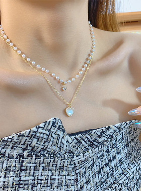 小众叠戴精致锁骨链颈链ins