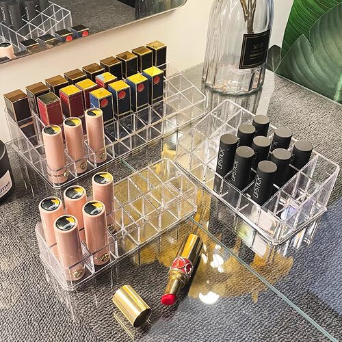 口红收纳盒防尘桌面装化妆品指甲油透明口红盒高级唇釉口红置物架 - 图2