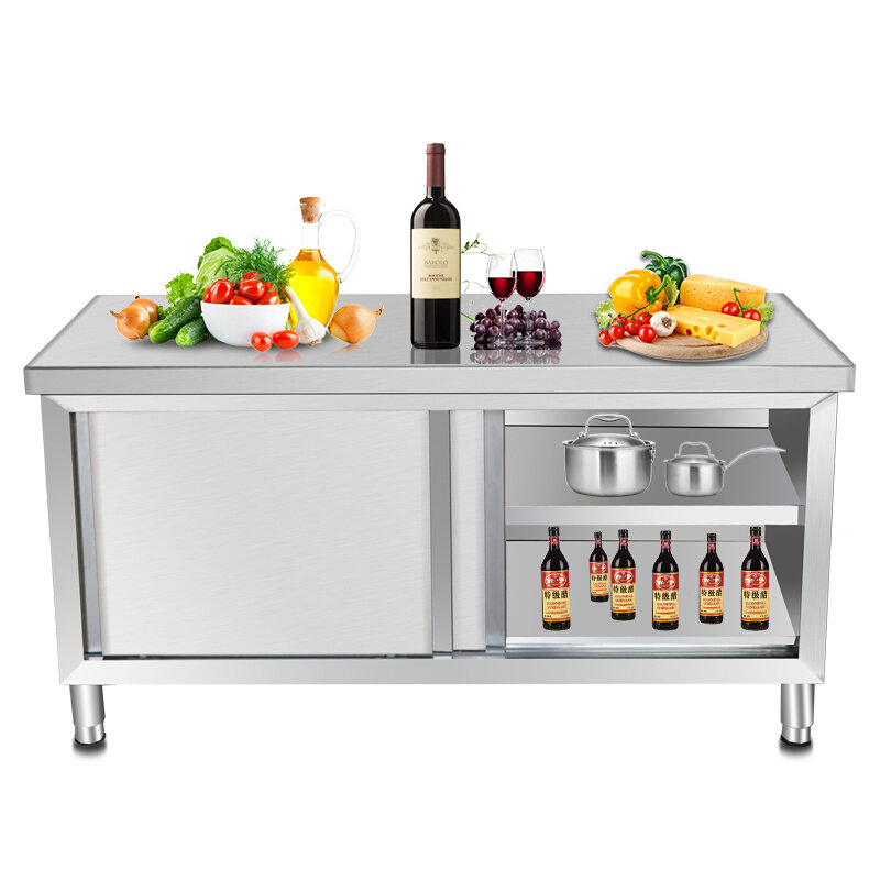 商用不锈钢拉门工作o台操作台打荷台收纳柜碗盘柜案板饭店厨房,淘宝优惠券,粉丝福利购,淘宝优惠卷