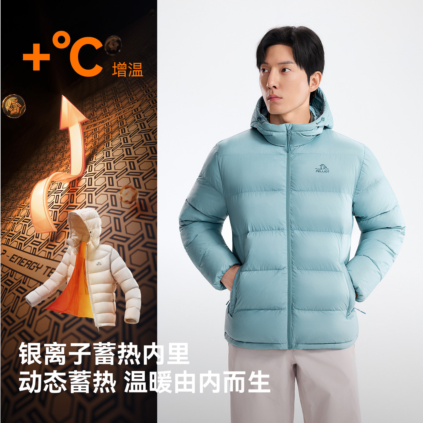【经典2.0】伯希和800蓬鹅绒羽绒服男冬季连帽保暖轻薄短款外套女