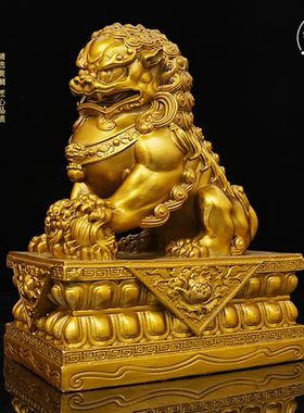 铜臻祥纯铜狮子客厅摆件