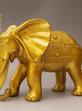 铜臻祥大象摆件一对吸水象