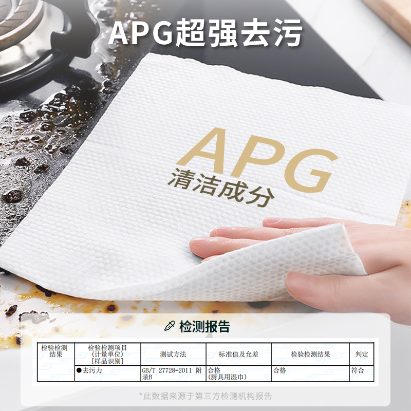 洁比兔厨房湿纸巾强力去污去油家用加大加厚擦油烟机专用清洁抹布