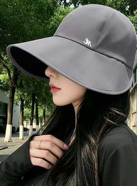 夏季黑胶大檐防晒防水渔夫帽女