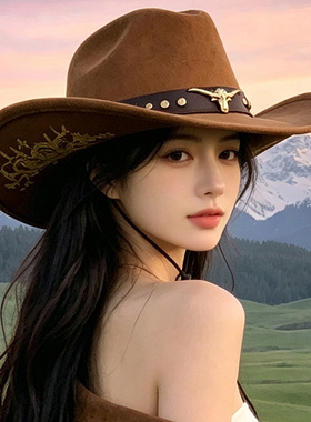 美式西部牛仔大檐帽男女旅行穿搭