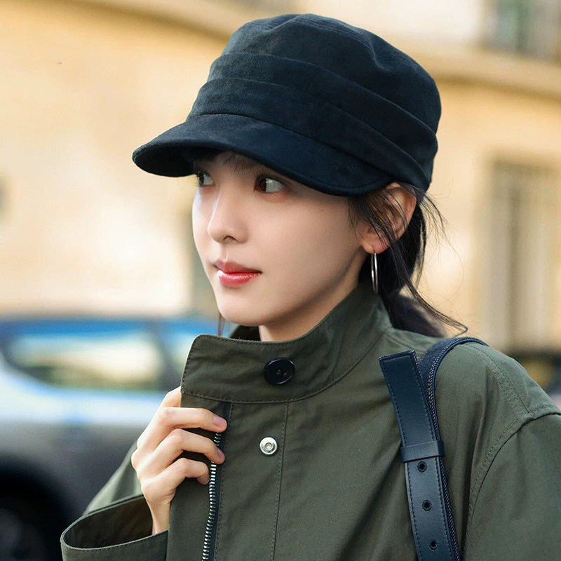 章若楠同款鸭舌帽女秋冬高级感麂皮绒贝雷帽显脸小复古平顶马术帽,淘宝优惠券,粉丝福利购,淘宝优惠卷