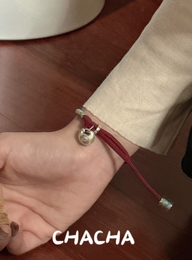 茶茶 S925纯银时尚新中式新年款红绳柿柿如意红绳女国风设计感