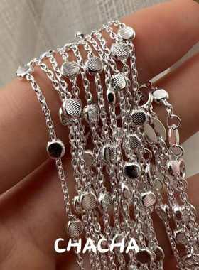 茶茶 S925纯银意大利进口闪光时尚包珠项链韩式时尚感简约锁骨链