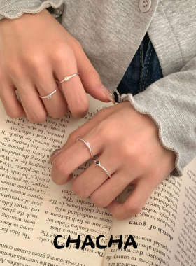 茶茶S925纯银彩钻细戒指女韩国小清新ins风小众设计高级感指环