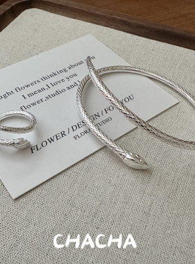 茶茶 S925纯银韩版小众设计感纹理蛇戒韩国风简约时尚感潮流指环