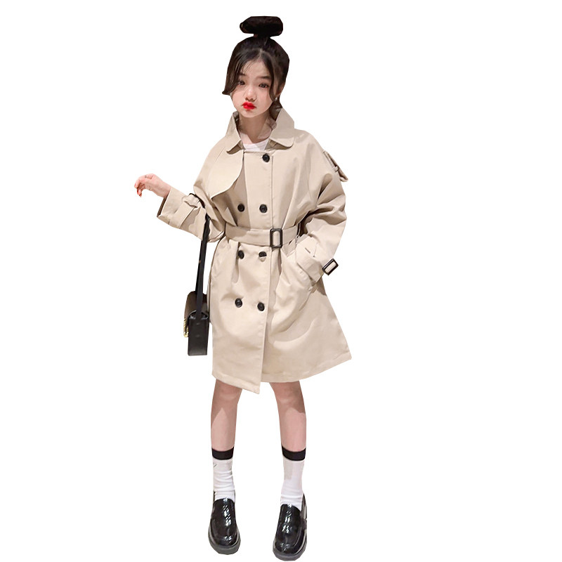 女童风衣2024新款洋气中大童春秋童装儿童中长款英伦风外套潮春装,淘宝优惠券,粉丝福利购,淘宝优惠卷