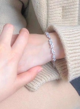 超闪紫藤花手链女新款高级毕业礼物送女生手链破碎不规则锆石高级