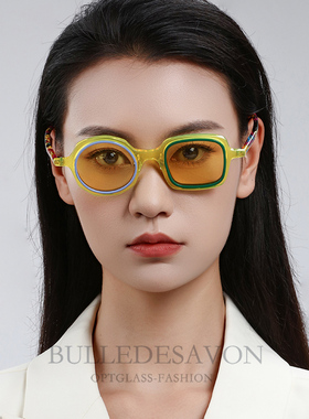 多色拼料一方一圆太阳眼镜高级百搭素颜瘦脸墨镜防紫外线偏光开车