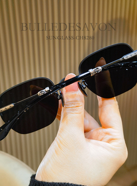 潮男女萝心无框太阳镜男女复古斯文纯钛眼镜架遮阳墨镜配度数