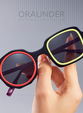 多色拼料潮款墨镜小众高级感太阳眼镜素颜瘦脸遮光防晒防紫外线