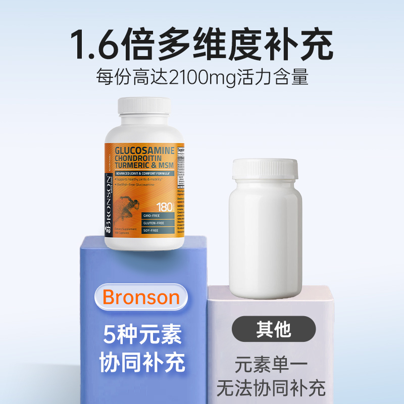 【清仓-效期25/3】氨糖软骨素钙片维骨力姜黄素氨基葡萄糖180粒 - 图1