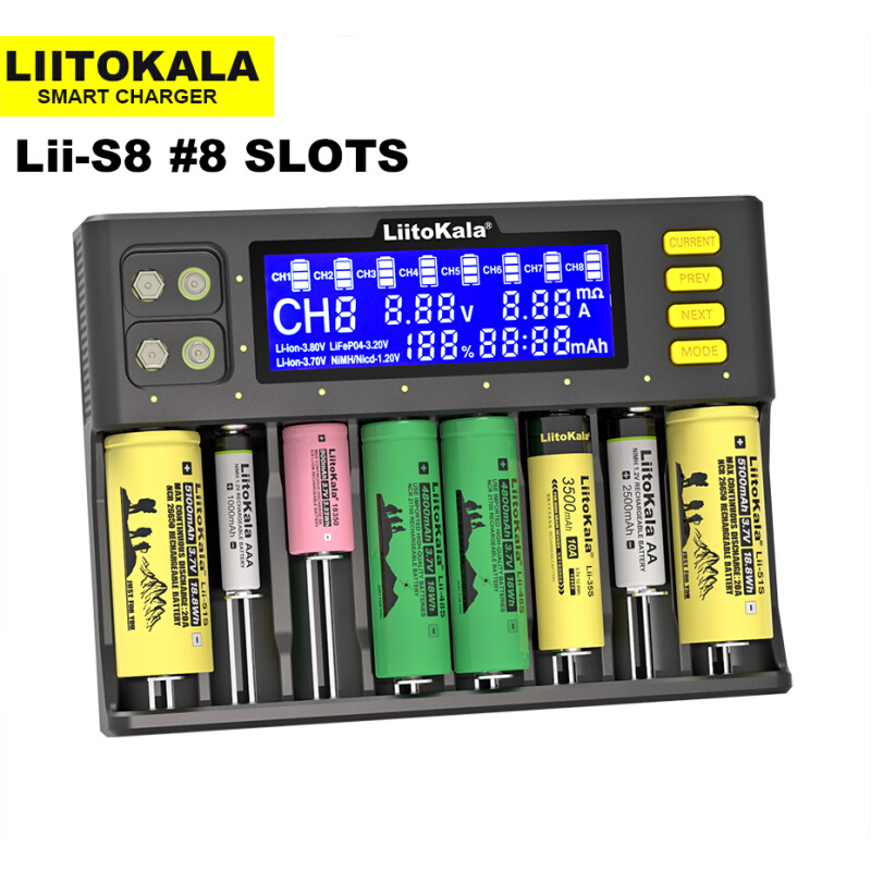 Lii-S8充电器智能8槽18650锂电26650通用5号21700铁锂3.2V3.7V7号 - 图1