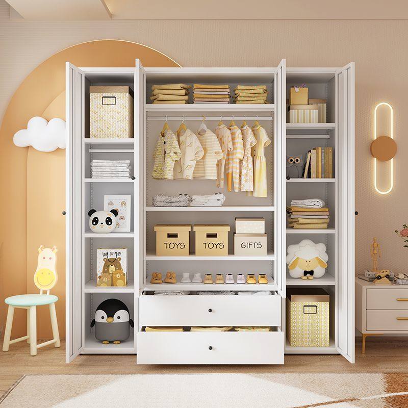 钢制衣柜家用卧室儿童无甲醛带抽屉现代简约小户型出租房金属衣柜,淘宝优惠券,粉丝福利购,淘宝优惠卷